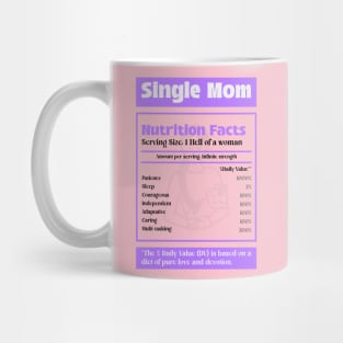 Single Mom Mother Nutrition Facts Mug